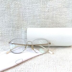 COVRY Elevated Silver/White Metal Prescription Round Eyeglasses Frames with Case